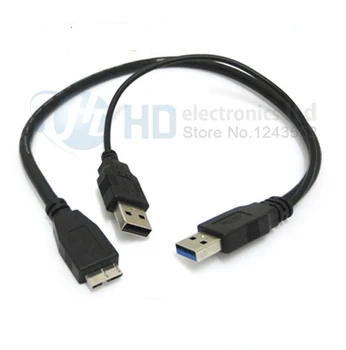 Kvalitný USB 3.0 Muž Micro USB Mužskej 3 Y Kábel s Možnosťou USB Power pre 2.5