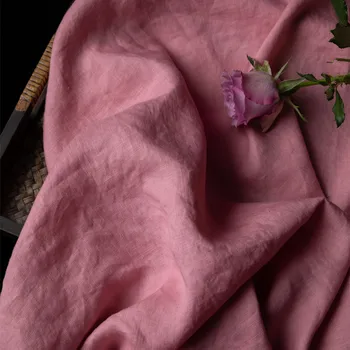 Kvalitný ľan tkaniny, Ružová farba tissu Top triedy šaty, šaty, nohavice, tričko, kabát materiál