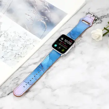 Kvetinové Potlače Kožené Watchband pre Apple Hodinky Série 6 se 5 4 3 Kapela Žien 38 mm 40 mm 42mm 44 mm iwatch Náramok Popruhu Pásu.
