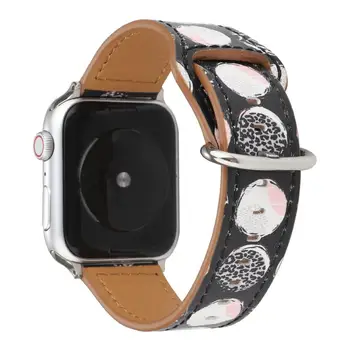 Kvetinové Potlače Kožené Watchband pre Apple Hodinky Série 6 se 5 4 3 Kapela Žien 38 mm 40 mm 42mm 44 mm iwatch Náramok Popruhu Pásu.