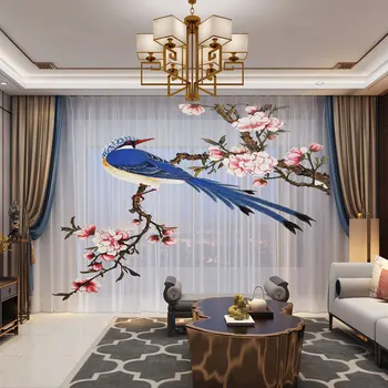 Kvetinový Vtákov 3D Vlastnú Fotografiu Záclony Prikryť Panel Úplnej Tylu 3D Okne Závesy Pre Dvere obývačky, Kuchyne, Spálne