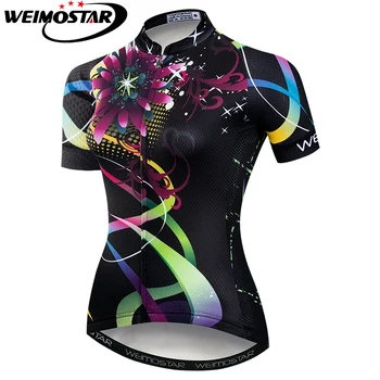 Kvety T-Shirt Weimostar Cyklistika Dres Ženy zjazdové jersey Bicykli Cyklistické Oblečenie maillot ciclismo mtb Jersey Topy