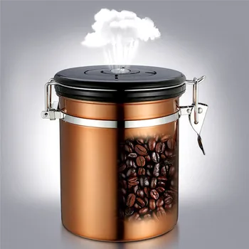 Káva Kontajner Veľký hermeticky uzavretých Nehrdzavejúcej Ocele Kávu, Čaj Sortage Kanister, Čierna Kuchyňa Sotrage Plechovky Kanister na Coffee Bean