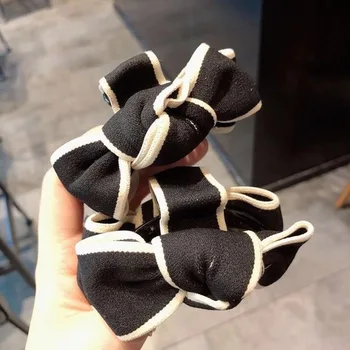 Kórea Nový Jednoduchý Textílie Luk Čierna Biela Stručné Štedrý Strane Klip Vlasy Pazúr pre Ženy, Módne Doplnky do Vlasov