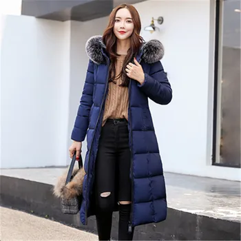 Kórejská verzia nové zimné kapucňou veľké kožušiny golier slim zahusťovanie bola tenká high-end plus veľkosť dole látková bunda
