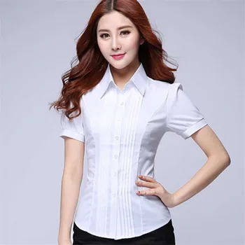 Kórejský Módne Ženy Košele Office Lady Bavlnená Blúzka Blusas Mujer De Moda 2019 Ženy Blúzky Elegantné Ženy Tričko Plus Veľkosť 5XL
