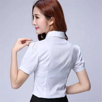 Kórejský Módne Ženy Košele Office Lady Bavlnená Blúzka Blusas Mujer De Moda 2019 Ženy Blúzky Elegantné Ženy Tričko Plus Veľkosť 5XL