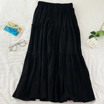 Kórejský Nové Letné Vysoký Pás na Modro/Čierne/Biele Sukne Vintage A-line Študent Bežné Sukne, Elegantné Módne Mujer Faldas 2020