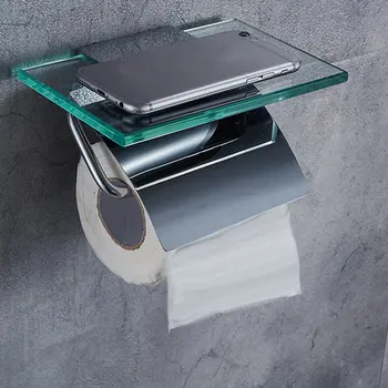 Kúpeľňa medi držiaka telefónu tkaniva polica uterák, toaletný papier držiak toaletného papiera držiak pre smartphone