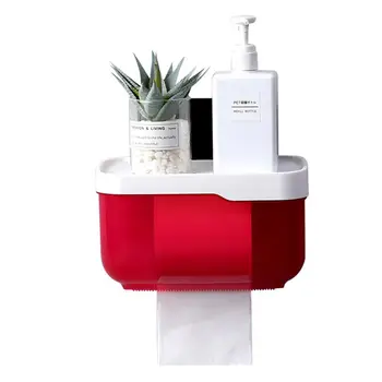 Kúpeľňa uterák, Toaletný Papier Držiak na Stenu Montáž Plastových WC, Toaletného Papiera Držiak s úložná Polička Rack Papier Úložný Box
