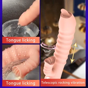 Kúrenie Teleskopická Dildo Vibrátor Jazyk Lízanie Vagíny, Klitorisu Stimulátor G-Spot Vibrátor Žena Masturbator Sexuálnu Hračku Pre Ženy