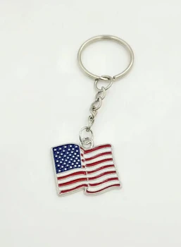 Kúzlo Vintage Americkej Vlajky Smalt Keychain Pre Klávesy Taška Krúžok Na Kľúče V Kabelke Pár Prívesok Na Darček