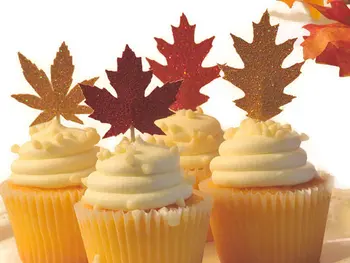 Lacné Jesenné Lístie Vďakyvzdania Cupcake Mulčovače --Vďakyvzdania Dekorácie, svadobné narodeniny dieťa svadobné sprcha špáradlá