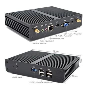 Lacné Quad Core Mini PC Celeron N3160 J3160 J1800 J1900 Windows 10 Pro Dual LAN Mini ITX počítač RS232 COM POČÍTAČ NUC TV box unbunt