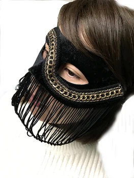 Lady Cosplay Masky Dievčatá Vlastné Benátskej Čipky Strapec Maska Osobnosti Kovové Cosplay Maškaráda Halloween Prom Maska B-9559