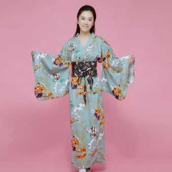 Lady Japonskej Tradície Yukata Kimono Vaňa Šaty, Šaty S Obi Kvet Ročníka Večer Party Šaty geisha Cosplay Kostým H9020