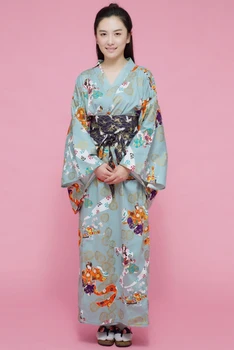 Lady Japonskej Tradície Yukata Kimono Vaňa Šaty, Šaty S Obi Kvet Ročníka Večer Party Šaty geisha Cosplay Kostým H9020