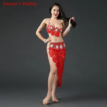 Lady Ženy Brucho Indickej Orientálny Tanec Šatka Podprsenka Diamond Sukne Oblek Súťaž Výkon Spandex Kostým Rumba, Samba Tango