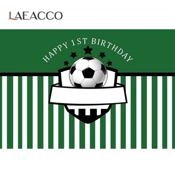 Laeacco Cartoon Pruhy Futbal Futbal, Narodeniny, Party, Fotografovanie Pozadie Prispôsobiť Fotografického Pozadia Pre Photo Studio