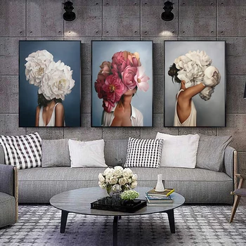 Laeacco Kvety Jedinečná Žena Nástenné Plátno Na Maľovanie Moderné Miestnosti Dekorácie Nordic Plagáty A Vytlačí Kvetinové Obrázky Domova