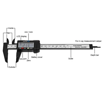 LAMEZIA 150mm 6inch Digitálne Strmene Rozsahu Nástroje Merania Hĺbky Pachometer Pravítko Rozchod Vernier Mikrometer