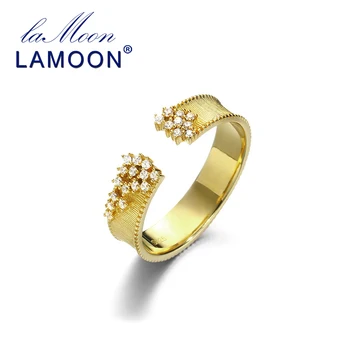 LAMOON 925 Sterling Silver Elegantné Hviezdy Nastaviteľný Krúžok Vintage 14K Zlata Plátovaného CZ Kryštálmi Šperky pre Ženy MAMA Darček LMRI146