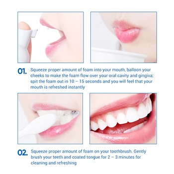 LANBENA Bielenie Zubov Mousse zubná pasta Zubná Whitener Ústnej Hygieny, Odstránenie Plaku Škvrny Čistenie Zubov Zubné Nástroje