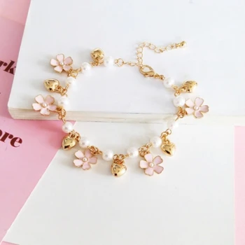 LANIWOO Roztomilý Pearl Náramky Ružová Sakura Kvet Nový Módny Náramok Šperky, Darčeky pre Elegantné Dievčatá, Ženy Veľkoobchod Príslušenstvo