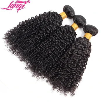 Lanqi ľudské vlasy zväzok sa zaoberá kinky Afro kučeravé vlasy 1/4 zväzky non-remy vlasy rozšírenia Peruánskej Brazílsky vlasy väzbe zväzky