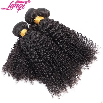 Lanqi ľudské vlasy zväzok sa zaoberá kinky Afro kučeravé vlasy 1/4 zväzky non-remy vlasy rozšírenia Peruánskej Brazílsky vlasy väzbe zväzky