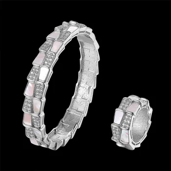 Lanruisha Luxusné značky shell, náramok a prsteň, šperky súbor s dvojitou vrstvou podobné had telo módne doplnky najlepší darček