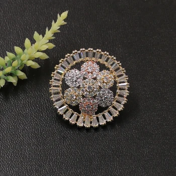 Lanyika Módne Šperky Trendy Jemné Kruh s Kvetinou Brošňa Pin pre Zapojenie sa Denne Micro Spevnené Zirkón Populárne Darčeky