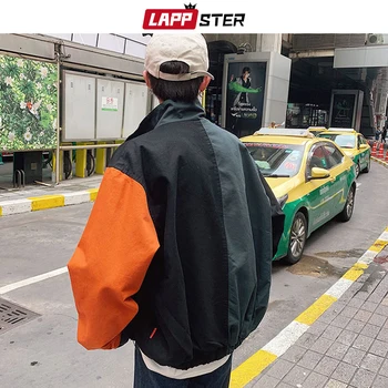 LAPPSTER Mužov Patchwork Hip Hop Bundu, Kabát 2020 Jeseň Mens Harajuku kórejský Módy Windbreaker Muž Slim Coats