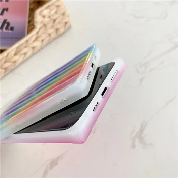 Laser Rainbow gradient farebný Štvorec TPU Telefón puzdro pre iPhone 11ProMAX 7 8Plus X XR XS MAX Objektív ochrana Proti Zraziť Telefón Prípade