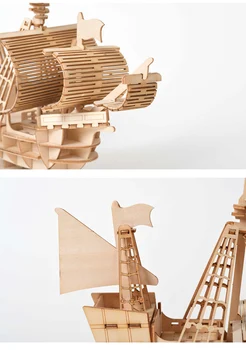 Laserové Rezacie Plachetnica stavebným Hračky Drevené 3D Puzzle Montáž Drevených Stavebníc Stôl Dekorácie Tehly Hračka pre Deti, ktoré Deti