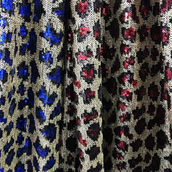 LASUINEW 3y=1lot nádherný 4 farby Modrá/Červená Leopard flitrami výšivky, čipky textílie diy pre módne šaty prom šaty W0044