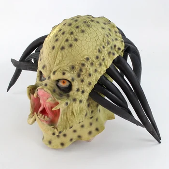 Latex Filmu Alien Predator Cosplay Maska, Kostým Prilba Rekvizity Dospelých Antény Halloween Party Horor Plný Tvár, Hlavu Masku hračky