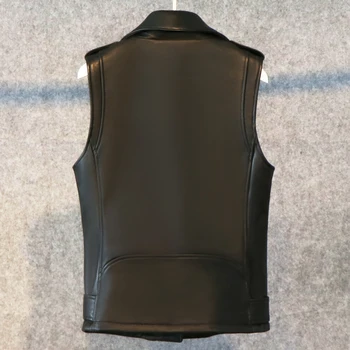 Lautaro Krátke čierne jar faux kožené ženy vesta na zips, Plus veľkosť bez rukávov biker jacket Kožené vesty gilet 5xl 6xl 7xl