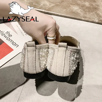 LazySeal 2020 Jar Bytov Ženy, Topánky, Šperky Kryštály Pearl Mokasíny Ploché Päty String Perličiek Moccasin Tkaných Topánky Pre Ženy
