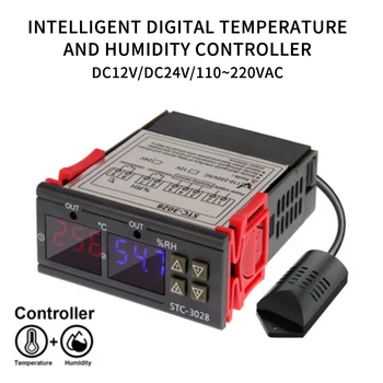 LCD Digitálny Hygrostat Termostat Vlhkosti Teploty Regulátor AC 110V-220V DC12V Regulátor Vykurovací Chladenie Ovládanie STC-3028