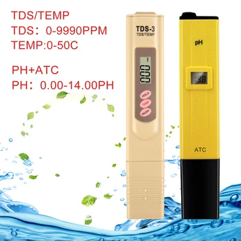LCD Displej 2 ks PH Tester+TDS& ES Meter/TDS-3 Meter/ PH Papiera Tester Meter pre Meranie Kvality Vody Čistota Bazén