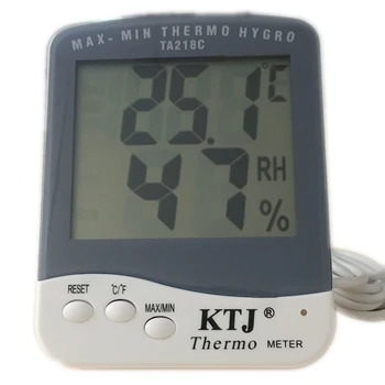 LCD Domácnosti Stôl Digitálny Teplomer Vlhkomer Max/Min Krytá Vonkajšia Teplota Vlhkosť Meter S 1,5 M Senzor Sondy