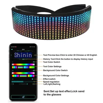 LED Bluetooth Okuliare Full Farebné LED Displej, Inteligentné Okuliare s APP Pripojený Ovládací pre Strany, Halloween, Vianočné 2020 Nové