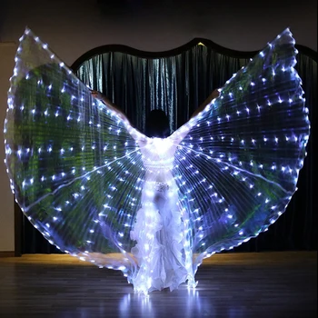 LED Brušného Tanca ISIS Krídla Pre Dospelých Orientálna Motýlích Krídel Tanec Biela Farba Späť Otvorené Bellydance Krídla Žien Príslušenstvo