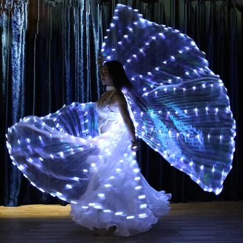 LED Brušného Tanca ISIS Krídla Pre Dospelých Orientálna Motýlích Krídel Tanec Biela Farba Späť Otvorené Bellydance Krídla Žien Príslušenstvo