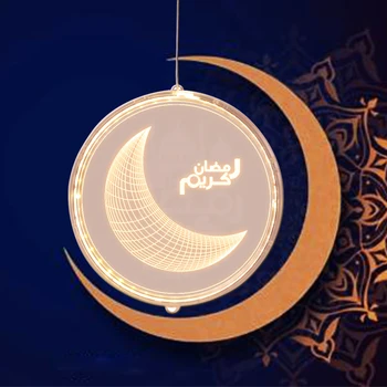 LED Disk Mesiac Lampy, Svetlá Šťastný Ramadánu Dekorácie pre Domov Moslimských Party Dekorácie Eid Mubarak Dekor Strana navrhne na Darček