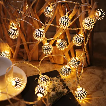 Led duté Marocký loptu Vianočný svetelný reťazec farba svetla iron art romantický izba bar darčekové dekorácie
