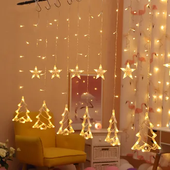 LED Elk Vianočný Stromček Štýl Rozprávky Svetlo Vianočný Záves Svetlá Struny Vonku Interiéru Spálne, Obývacia Izba Dekor Opony