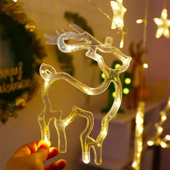 LED Elk Vianočný Stromček Štýl Rozprávky Svetlo Vianočný Záves Svetlá Struny Vonku Interiéru Spálne, Obývacia Izba Dekor Opony