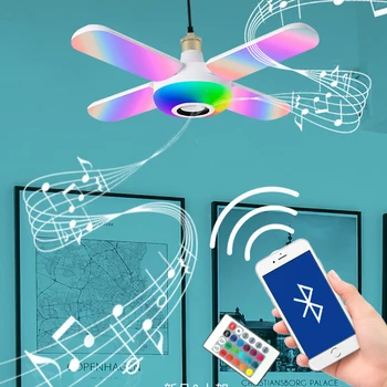 LED Four-leaf Bluetooth Hudby Lampa Farebné Inteligentných Bluetooth Audio Skladacie Žiarovka, Žiarivka